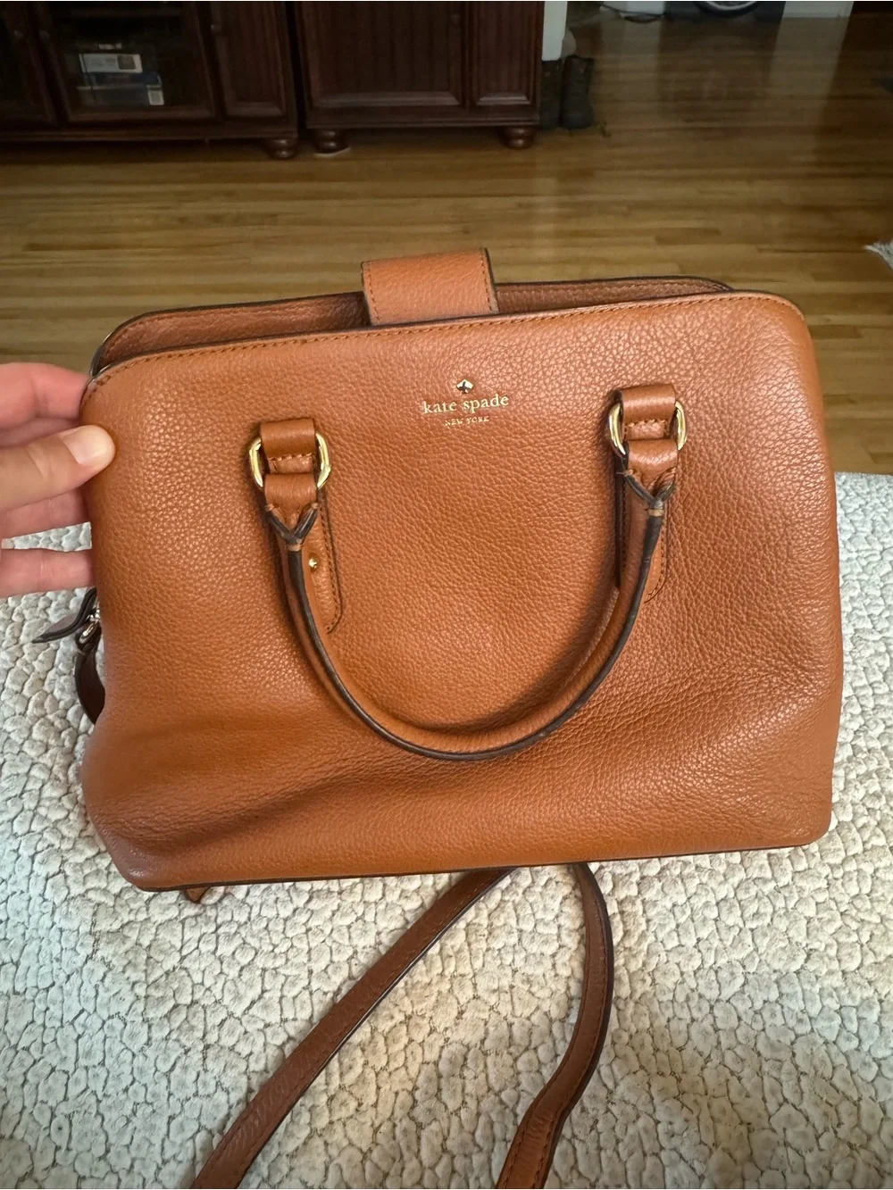 kate spade Leather Dome Satchel in Warm Tan
